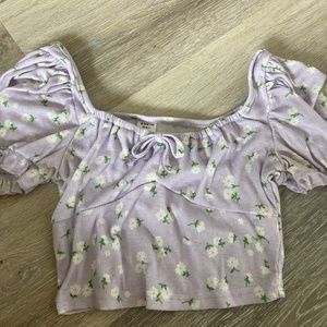 SHEIN Purple Floral Crop Top